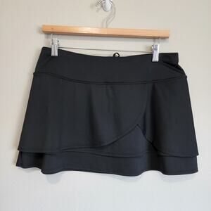 Athleta Black Circle Pleated Layered Mini Skirt Size Medium